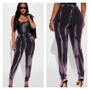 NWT Fashion Nova Guilty‎ Please Black & Purple Skinny Jeans Garment Dyed Size 11